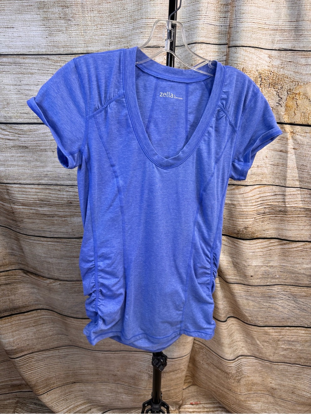 Zella Heathered Cobalt Short Sleeve V-Neck Active Tee